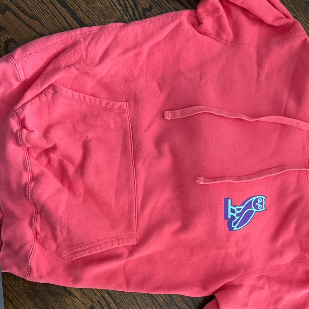 OVO Pink Hoodie with Blue Owl Logo